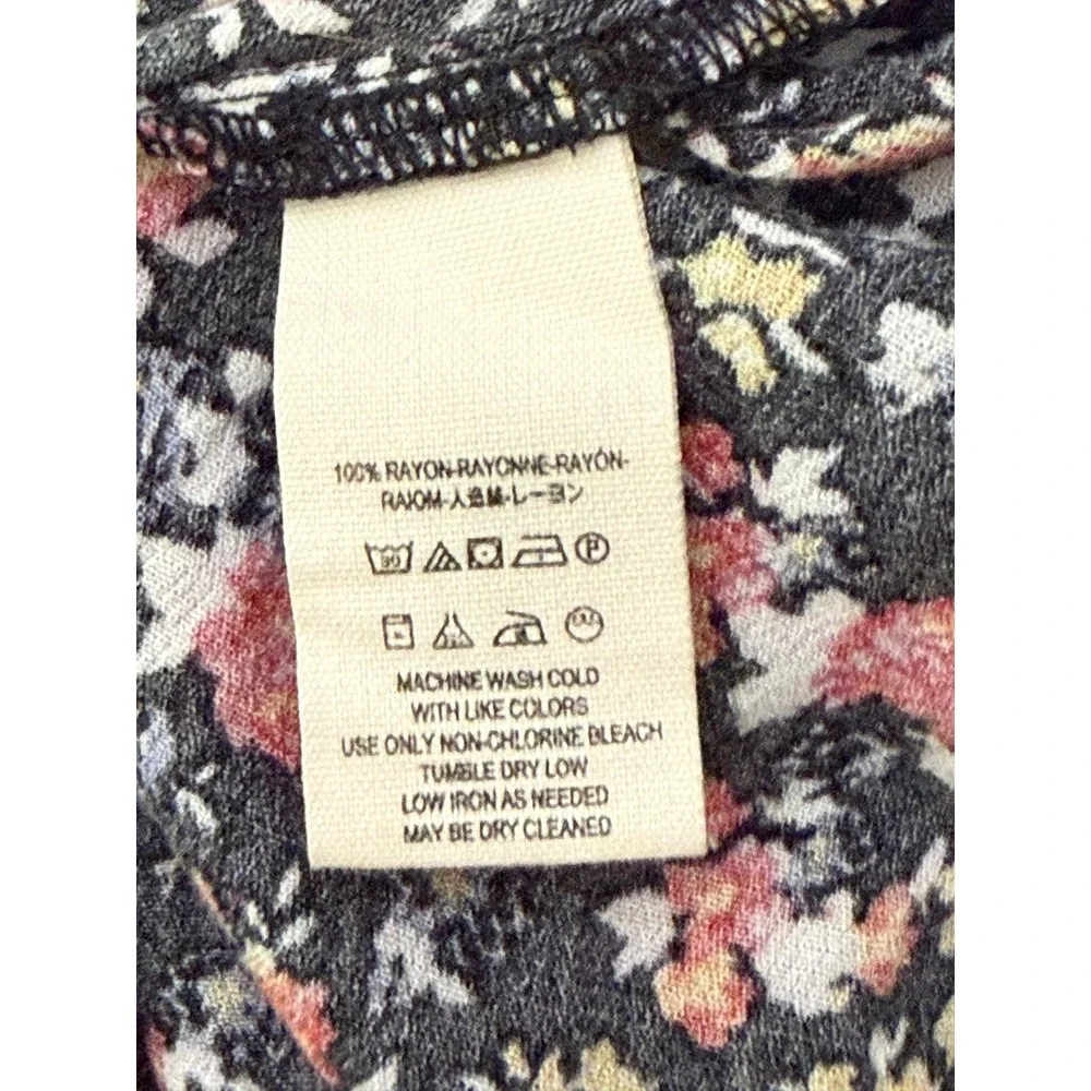 Free People Floral Paisley Mixed Print Tunic Top Bell Sleeve Boho Indie SZ Small